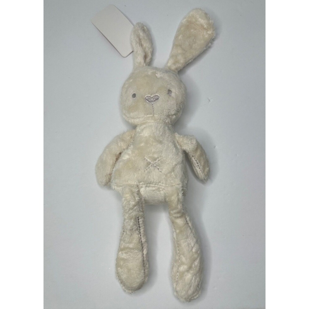 New Mamas & Papas Chime Bunny Rabbit Plush Tan Brown Stripes Heart Nose